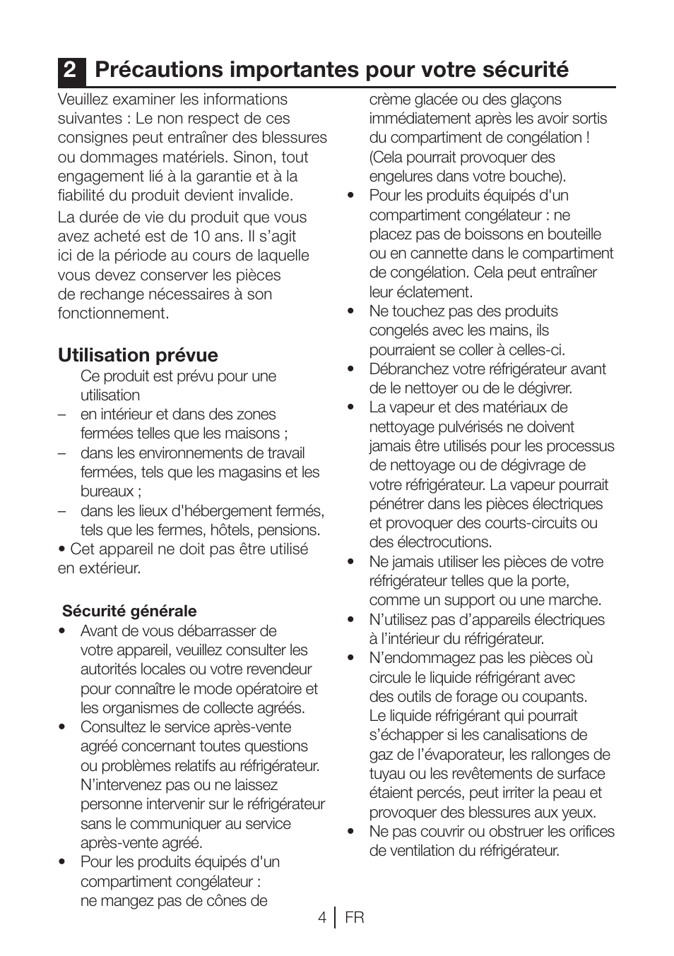 2précautions importantes pour votre sécurité, Utilisation prévue | Blomberg TSM 1541 A User Manual | Page 49 / 91