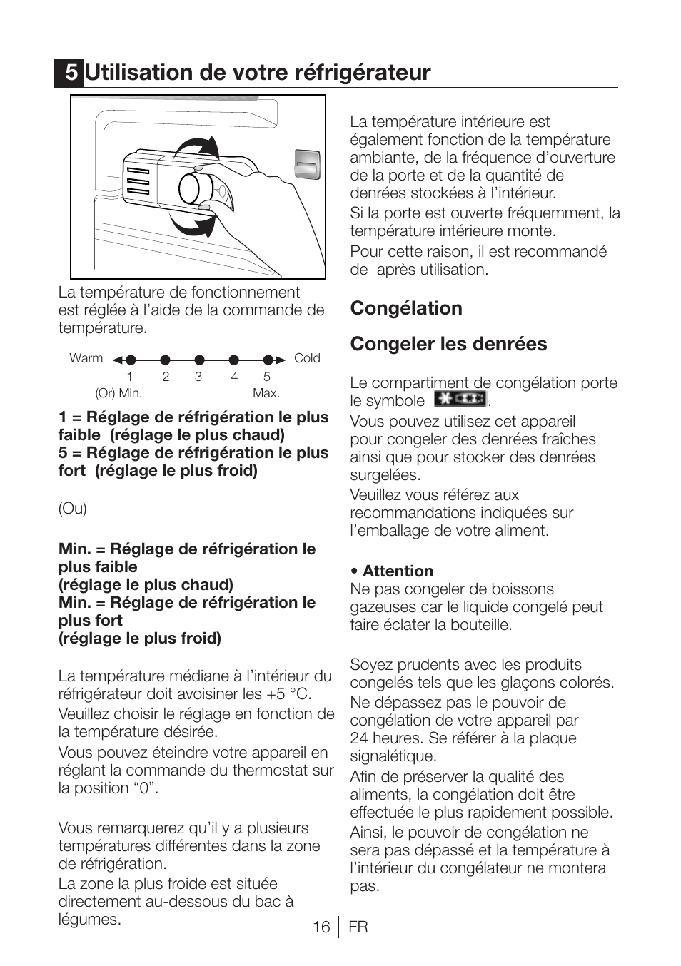 5utilisation de votre réfrigérateur, Congélation congeler les denrées | Blomberg TSM 1541 A User Manual | Page 61 / 91