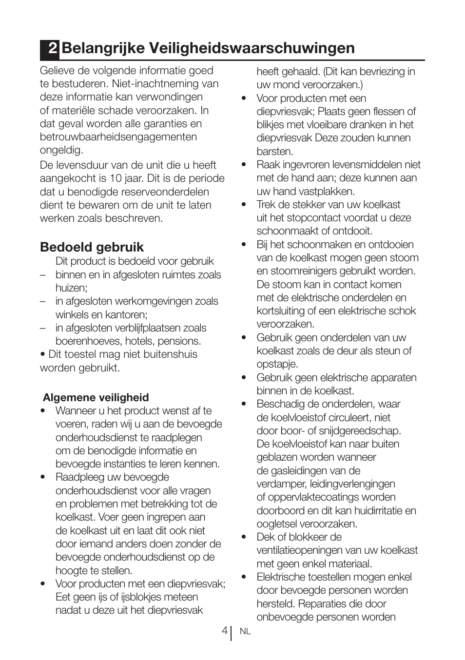 2belangrijke veiligheidswaarschuwingen, Bedoeld gebruik | Blomberg TSM 1541 A User Manual | Page 72 / 91