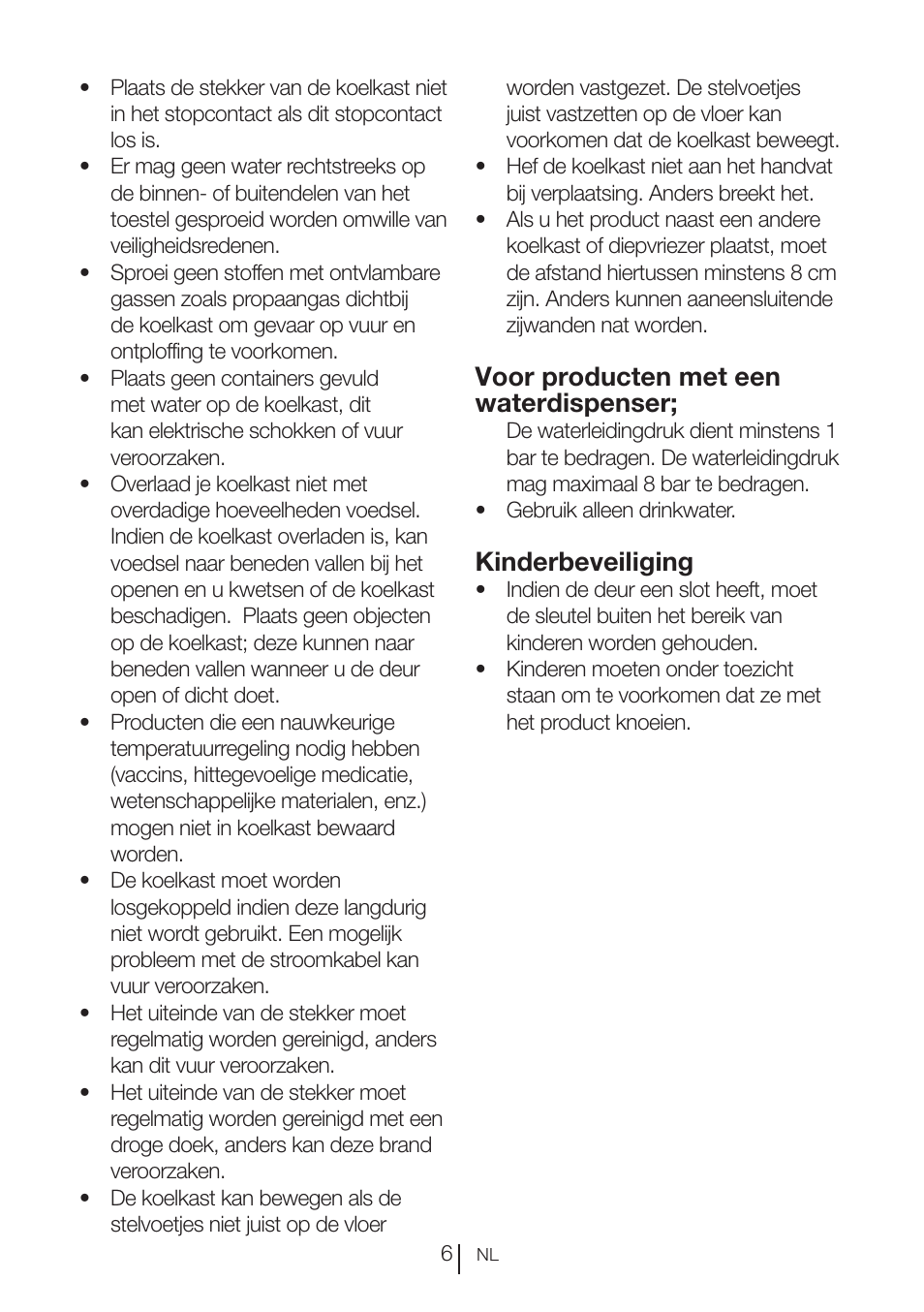 Voor producten met een waterdispenser, Kinderbeveiliging | Blomberg TSM 1541 A User Manual | Page 74 / 91