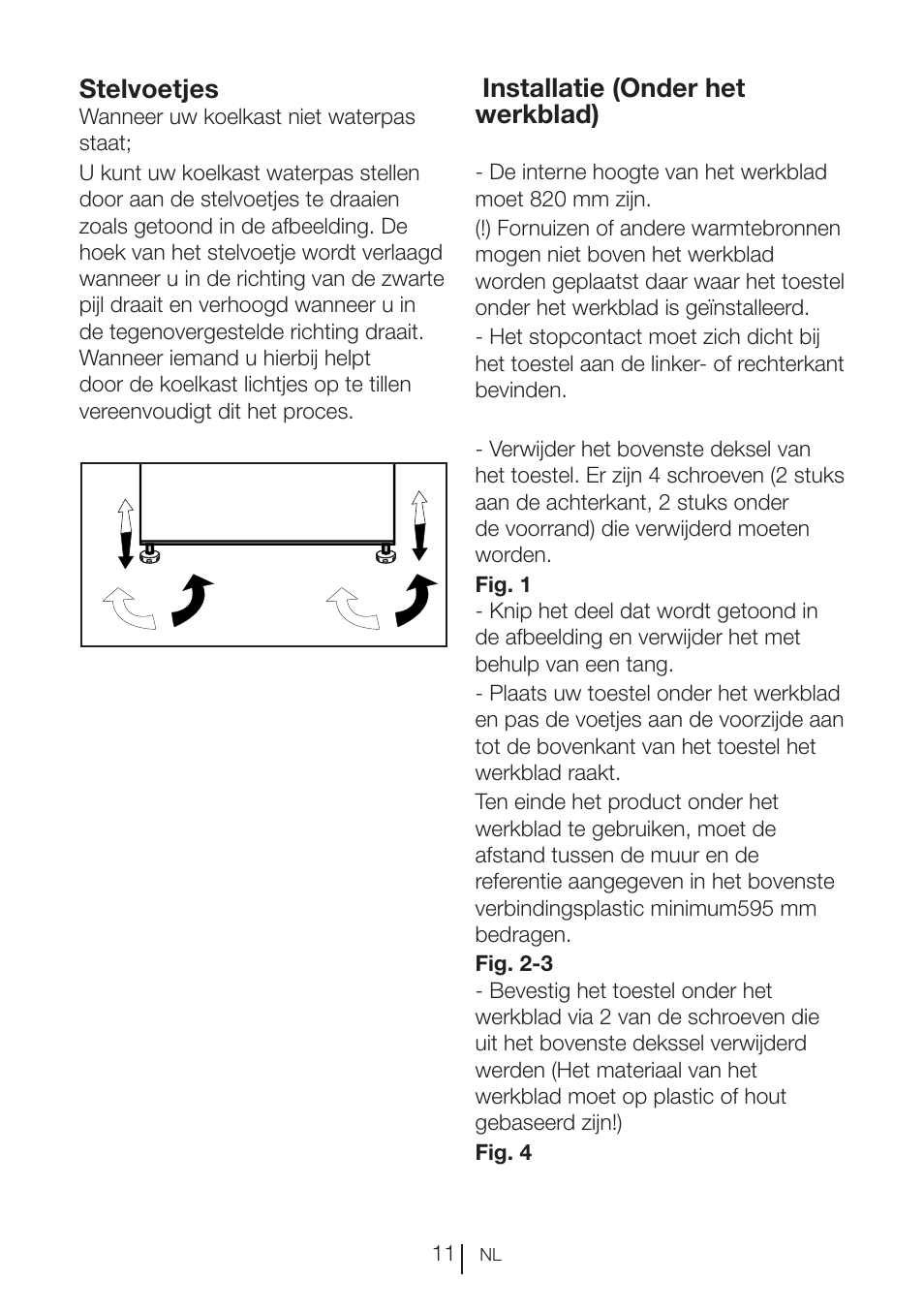 Stelvoetjes, Installatie (onder het werkblad) | Blomberg TSM 1541 A User Manual | Page 79 / 91