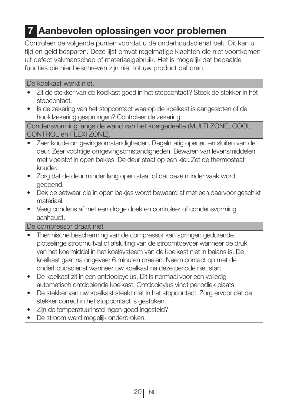 7aanbevolen oplossingen voor problemen | Blomberg TSM 1541 A User Manual | Page 88 / 91