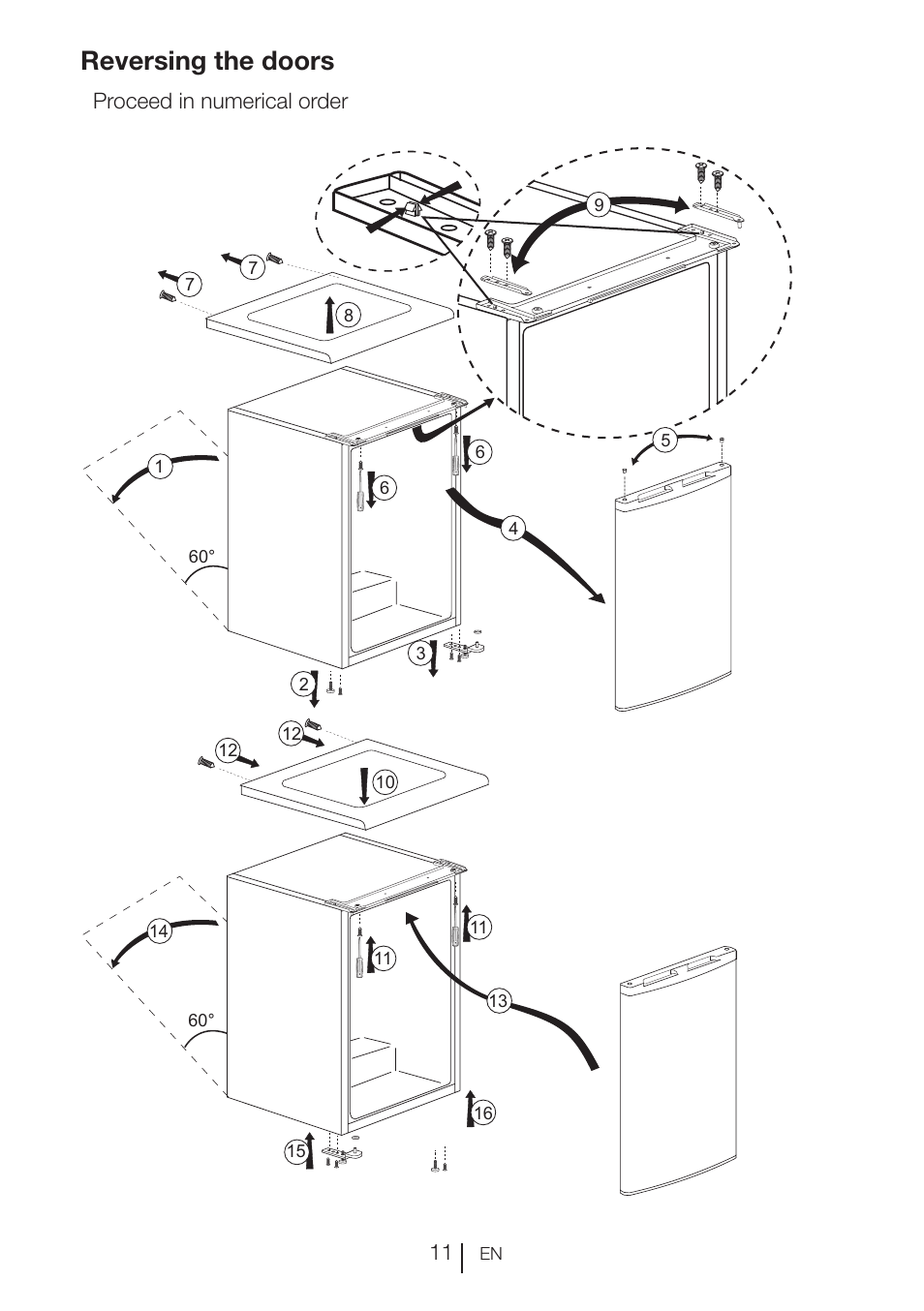 Reversing the doors | Blomberg FTM 1531 A+ User Manual | Page 12 / 86