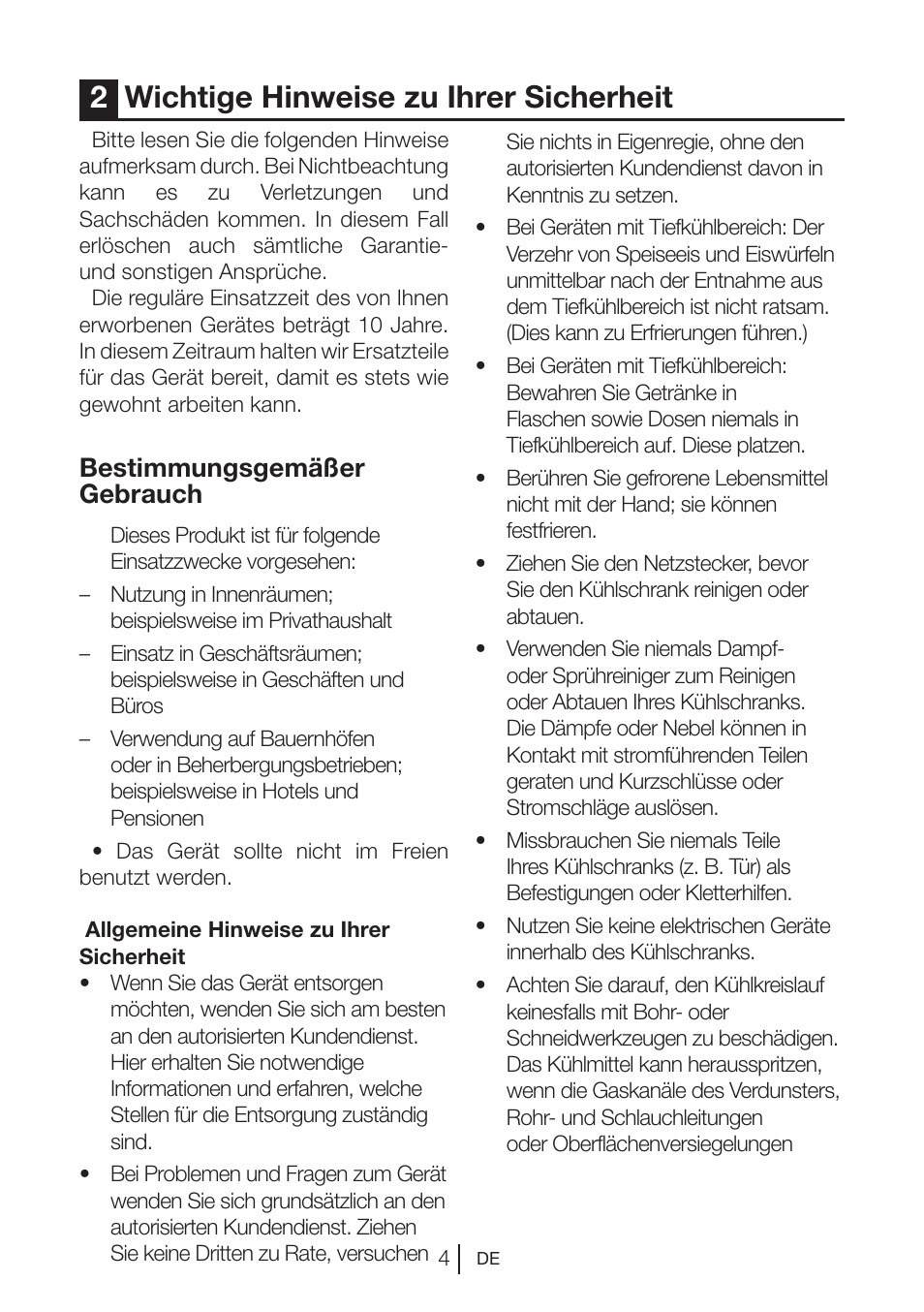 2wichtige hinweise zu ihrer sicherheit, Bestimmungsgemäßer gebrauch | Blomberg FTM 1531 A+ User Manual | Page 26 / 86