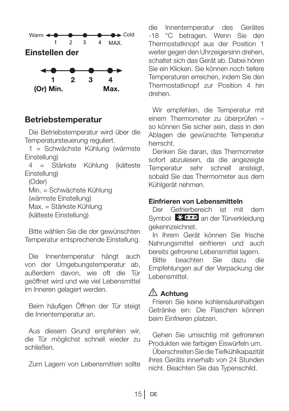 Einstellen der betriebstemperatur | Blomberg FTM 1531 A+ User Manual | Page 37 / 86