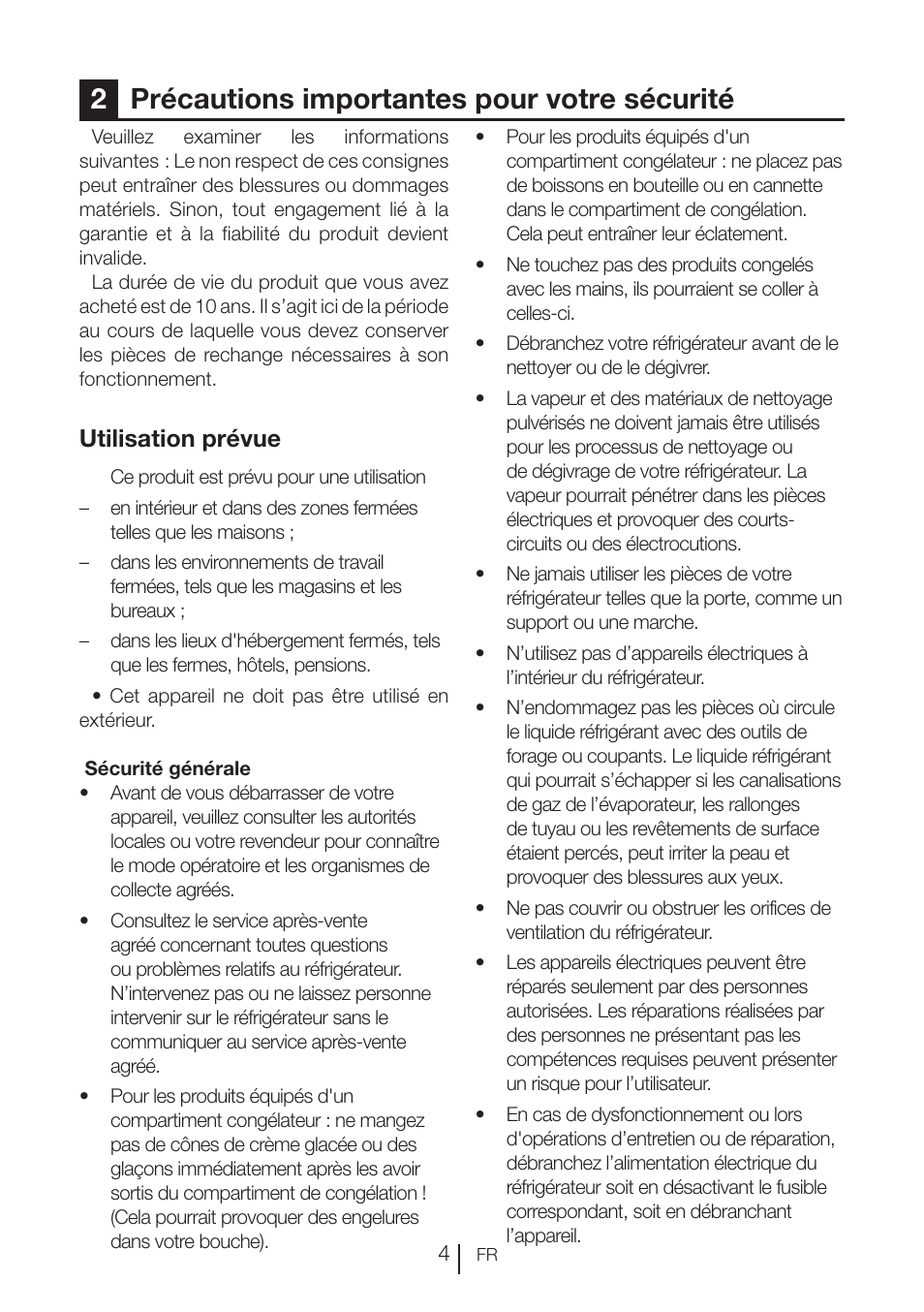 2précautions importantes pour votre sécurité, Utilisation prévue | Blomberg FTM 1531 A+ User Manual | Page 47 / 86