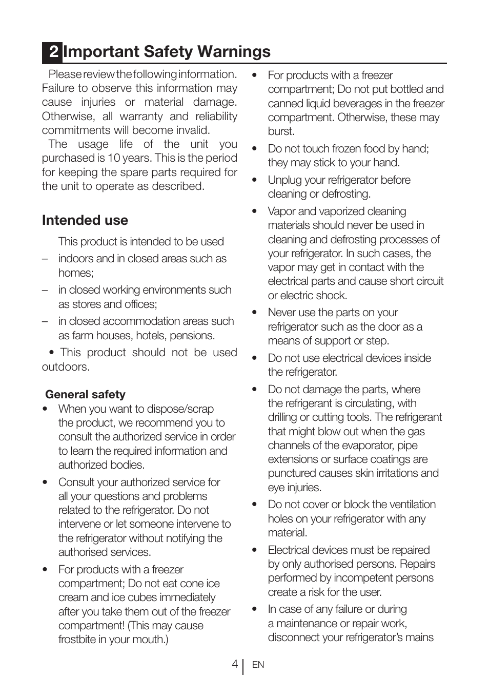 2important safety warnings, Intended use | Blomberg FTM 1531 A+ User Manual | Page 5 / 86