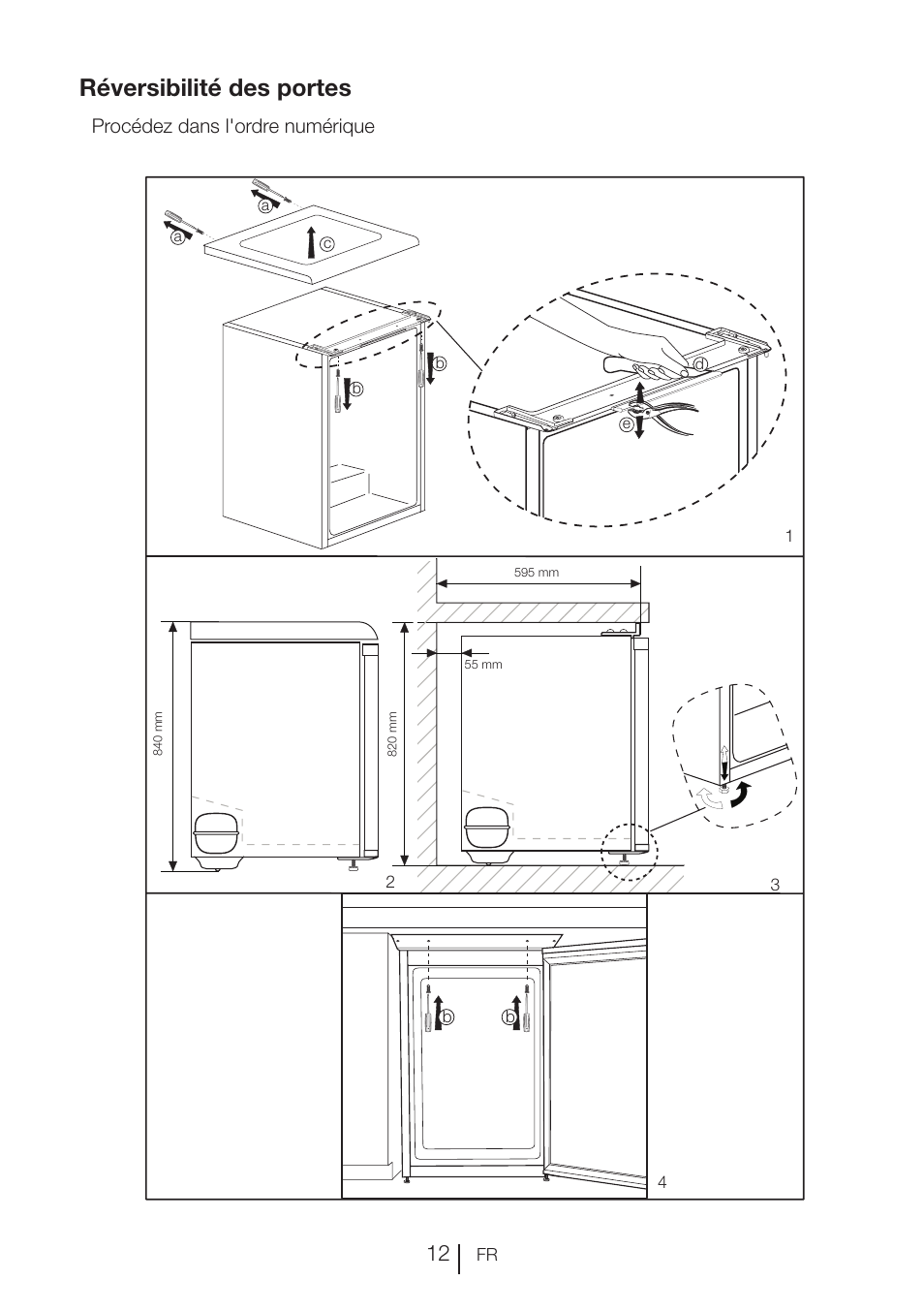 Réversibilité des portes, Procédez dans l'ordre numérique | Blomberg FTM 1531 A+ User Manual | Page 55 / 86