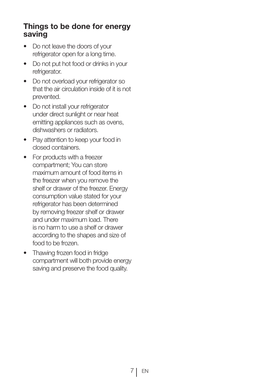 Things to be done for energy saving | Blomberg FTM 1531 A+ User Manual | Page 8 / 86