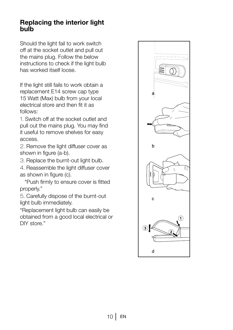 Replacing the interior light bulb | Blomberg TSM 1551 A User Manual | Page 11 / 84