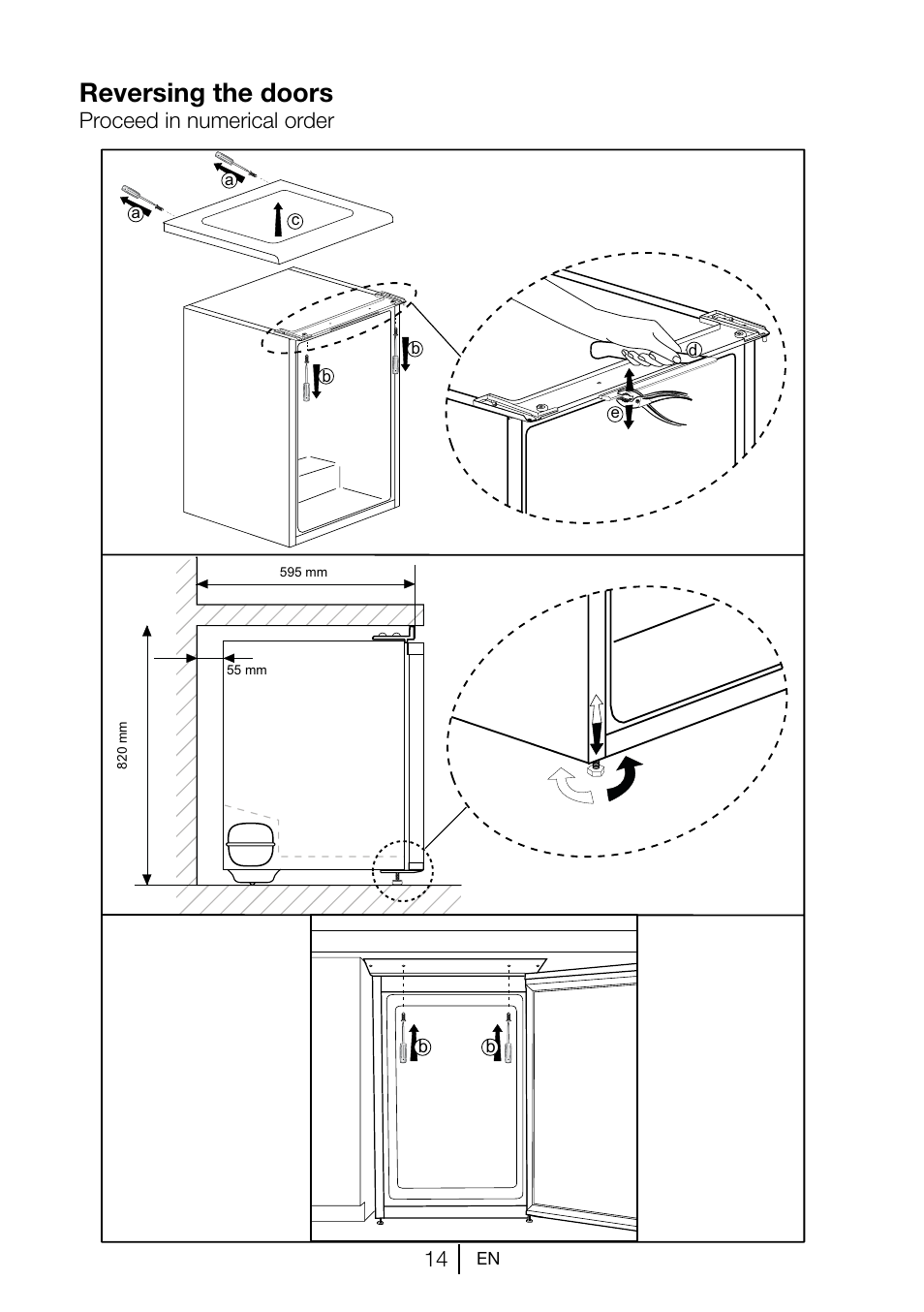 Reversing the doors, Proceed in numerical order | Blomberg TSM 1551 A User Manual | Page 15 / 84