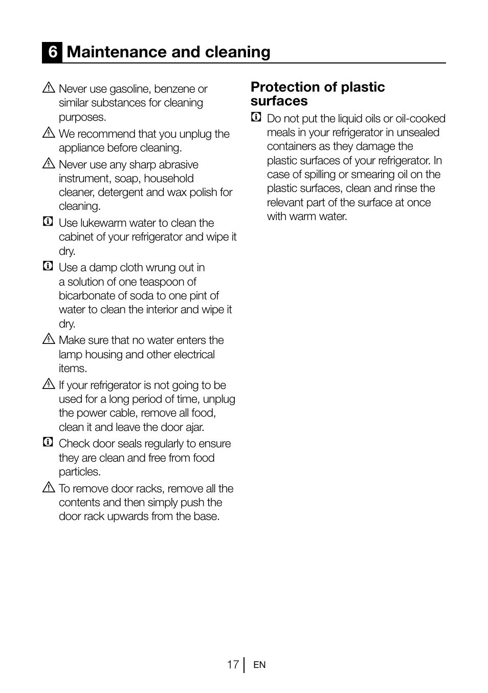 6maintenance and cleaning | Blomberg TSM 1551 A User Manual | Page 18 / 84