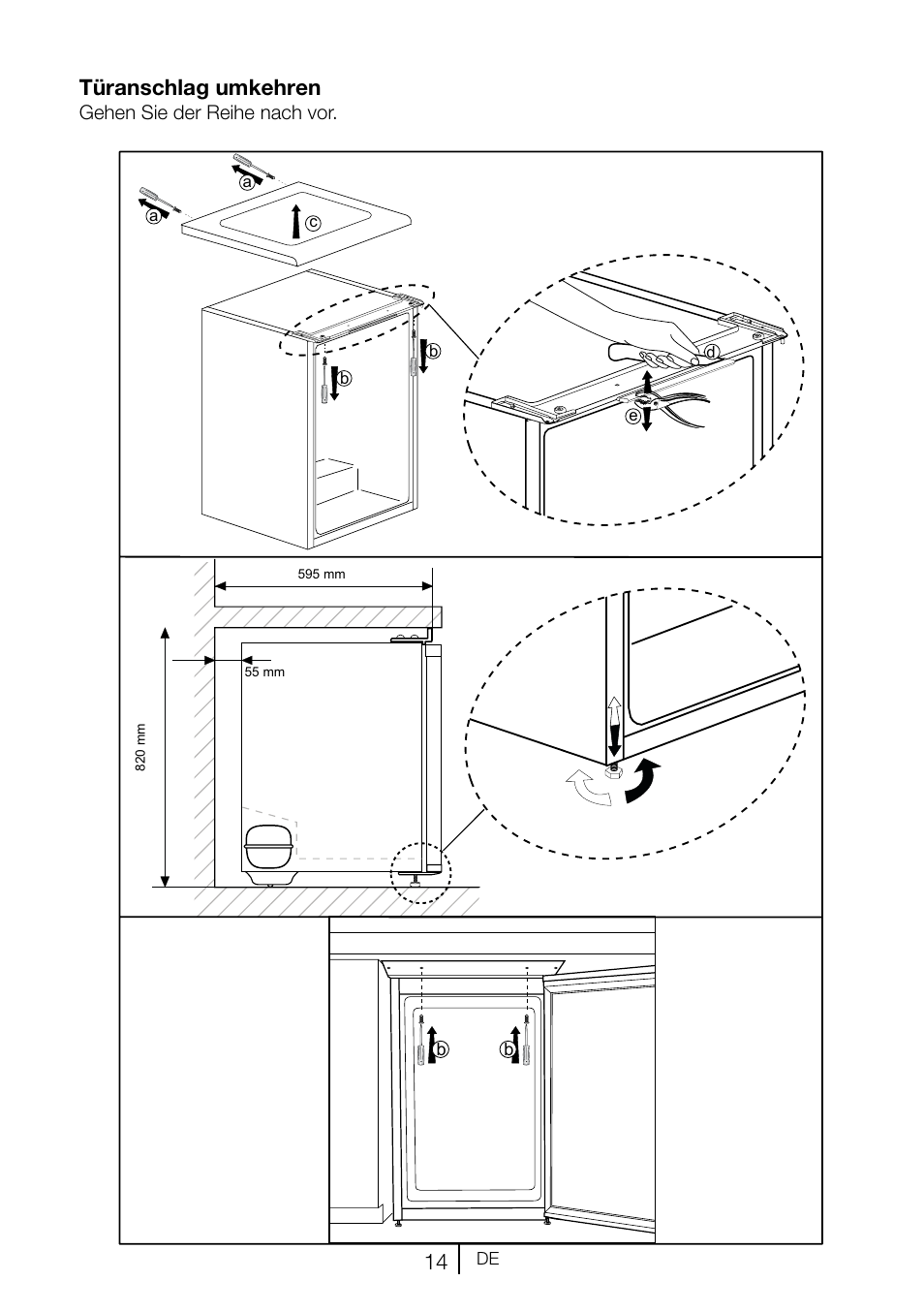 14 türanschlag umkehren, Gehen sie der reihe nach vor | Blomberg TSM 1551 A User Manual | Page 35 / 84