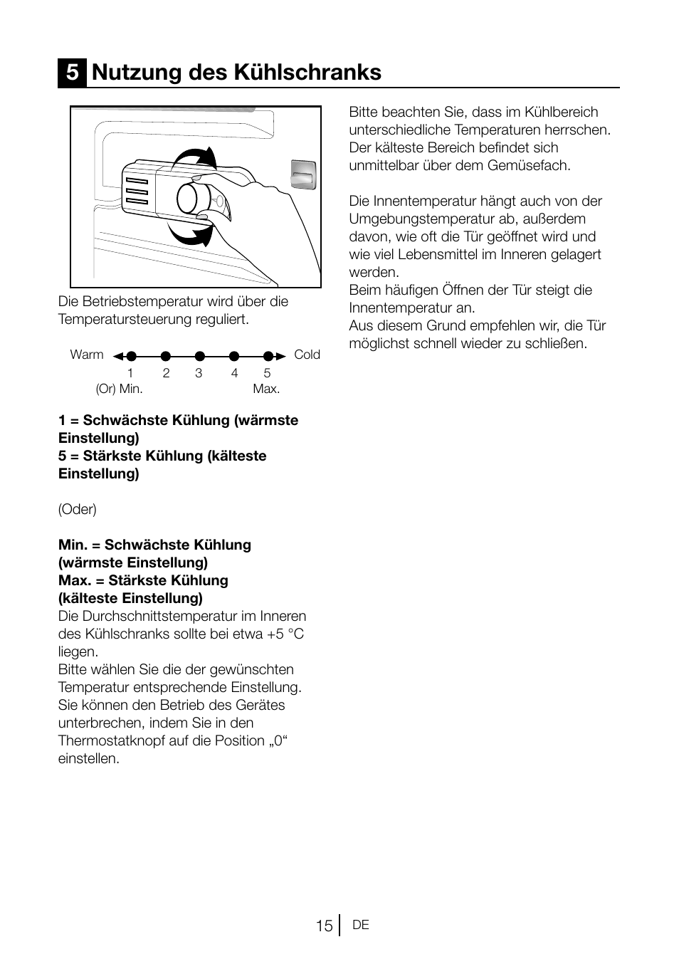 5nutzung des kühlschranks | Blomberg TSM 1551 A User Manual | Page 36 / 84