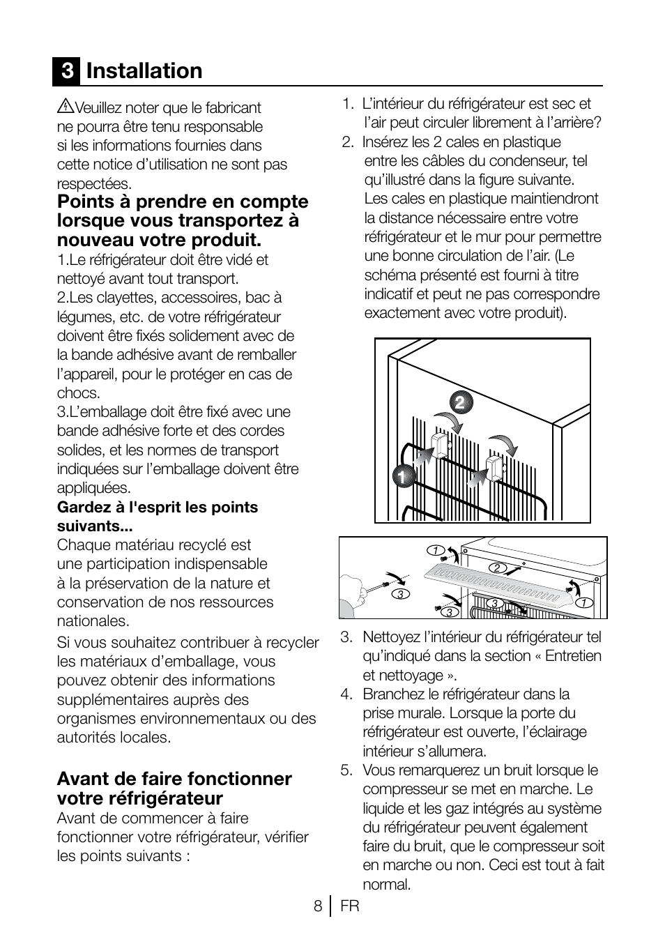 3installation, Avant de faire fonctionner votre réfrigérateur | Blomberg TSM 1551 A User Manual | Page 49 / 84