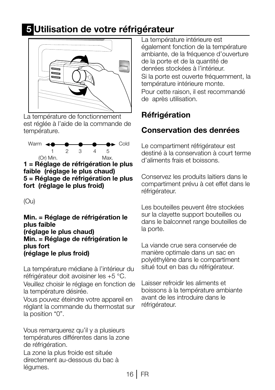 5utilisation de votre réfrigérateur, Réfrigération conservation des denrées | Blomberg TSM 1551 A User Manual | Page 57 / 84