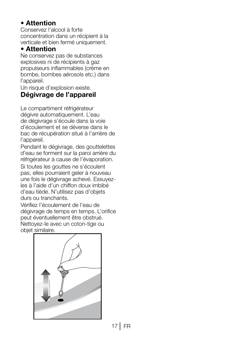 Attention, Dégivrage de l’appareil | Blomberg TSM 1551 A User Manual | Page 58 / 84