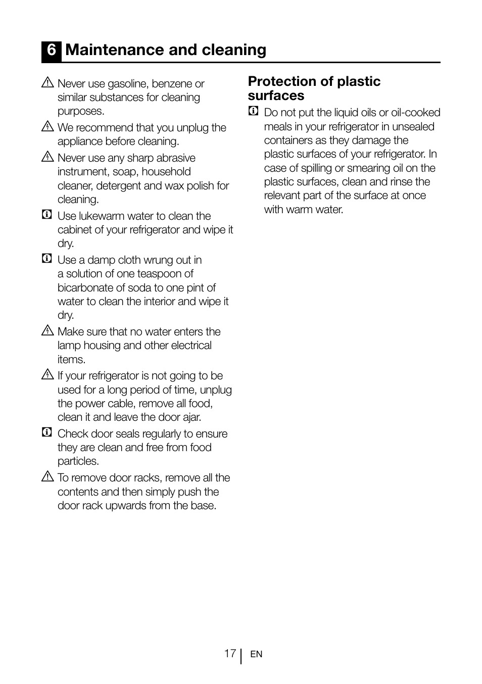 6maintenance and cleaning | Blomberg SND 9681 XD User Manual | Page 18 / 81