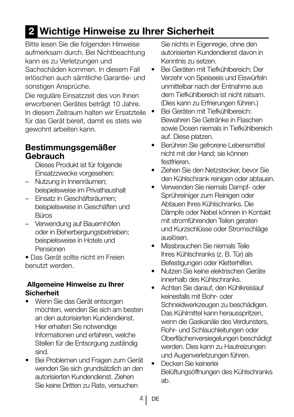 2wichtige hinweise zu ihrer sicherheit, Bestimmungsgemäßer gebrauch | Blomberg SND 9681 XD User Manual | Page 25 / 81