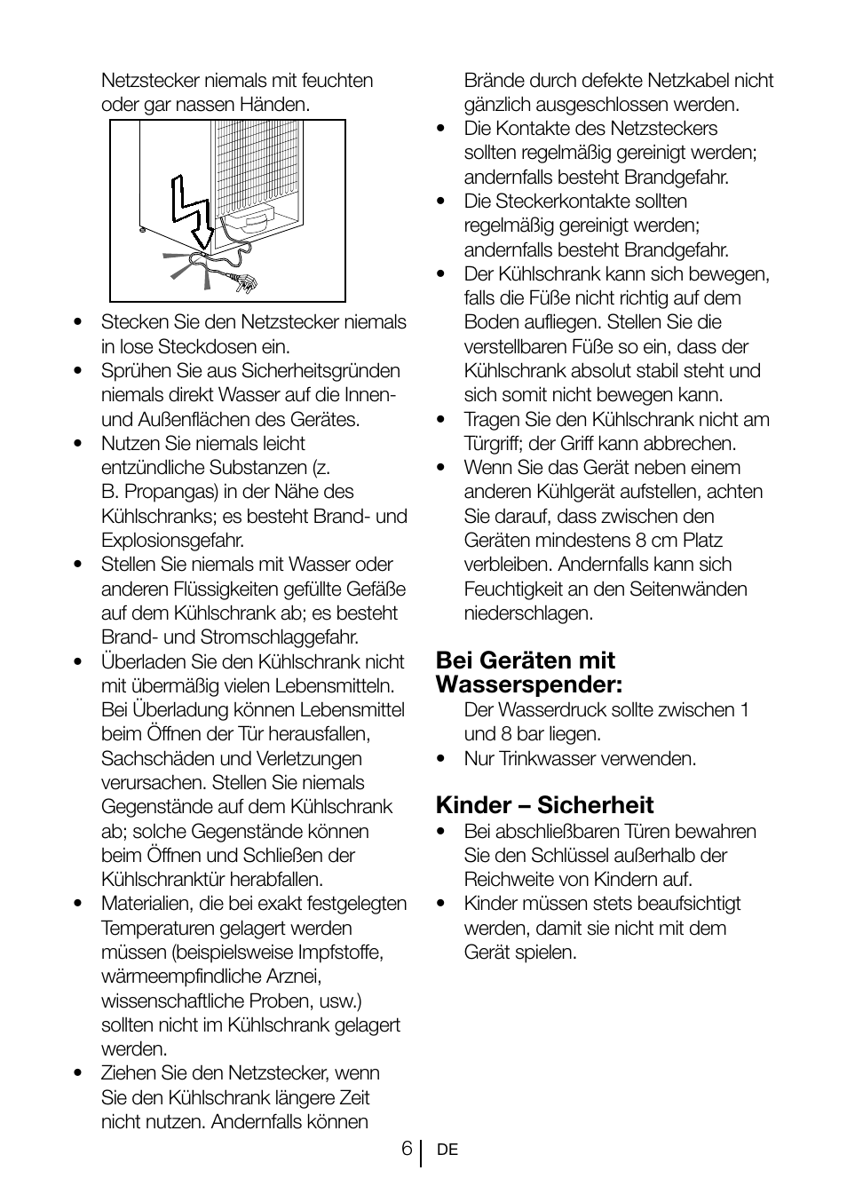 Bei geräten mit wasserspender, Kinder – sicherheit | Blomberg SND 9681 XD User Manual | Page 27 / 81