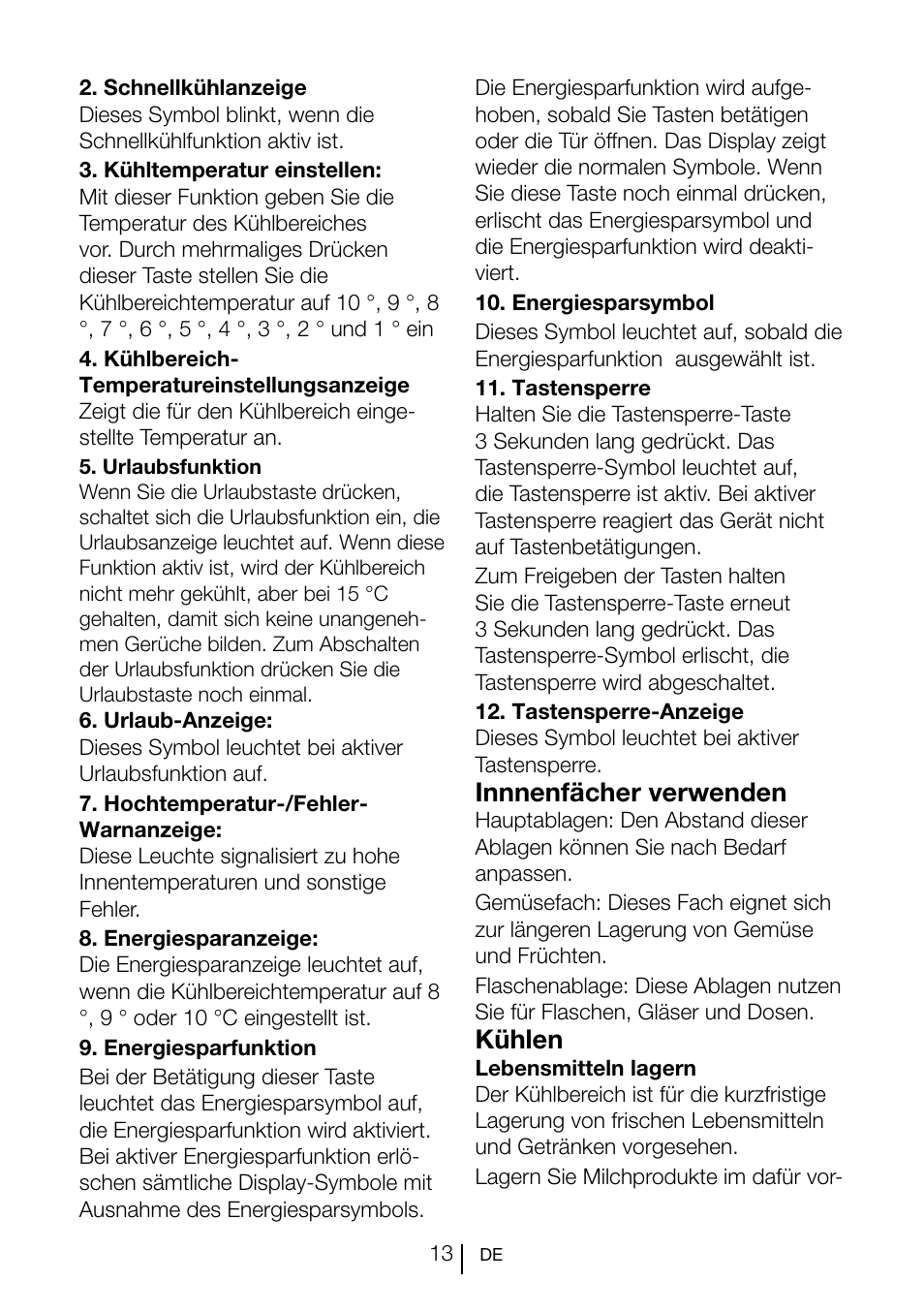 Innnenfächer verwenden, Kühlen | Blomberg SND 9681 XD User Manual | Page 34 / 81