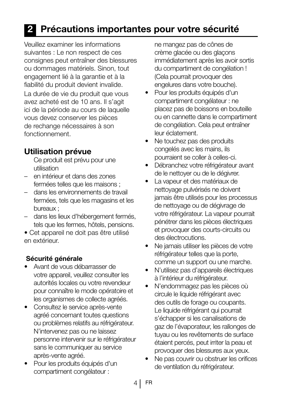 2précautions importantes pour votre sécurité, Utilisation prévue | Blomberg SND 9681 XD User Manual | Page 46 / 81