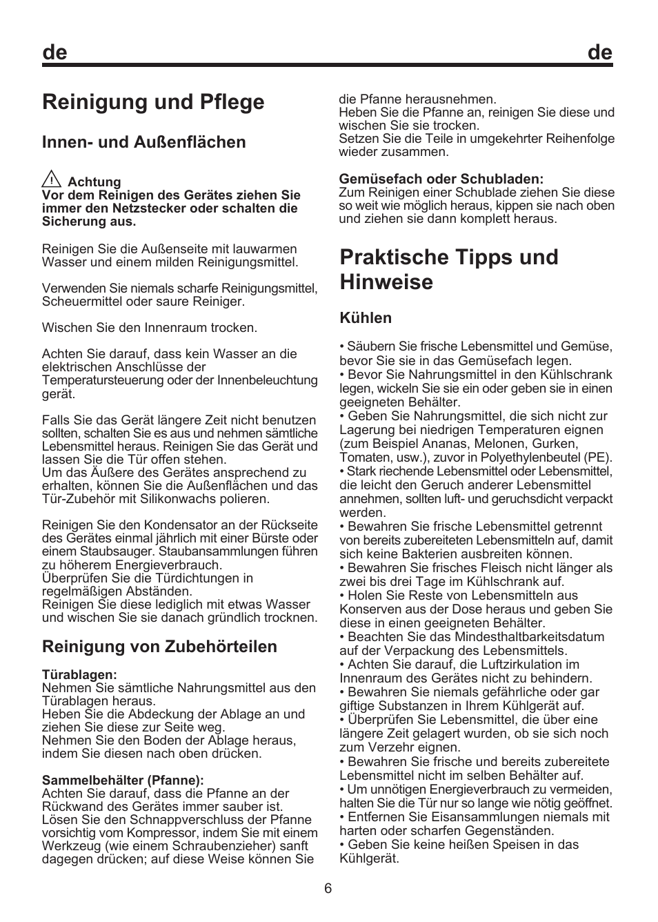 De reinigung und pflege, Praktische tipps und hinweise | Blomberg SSM 1350 User Manual | Page 13 / 100