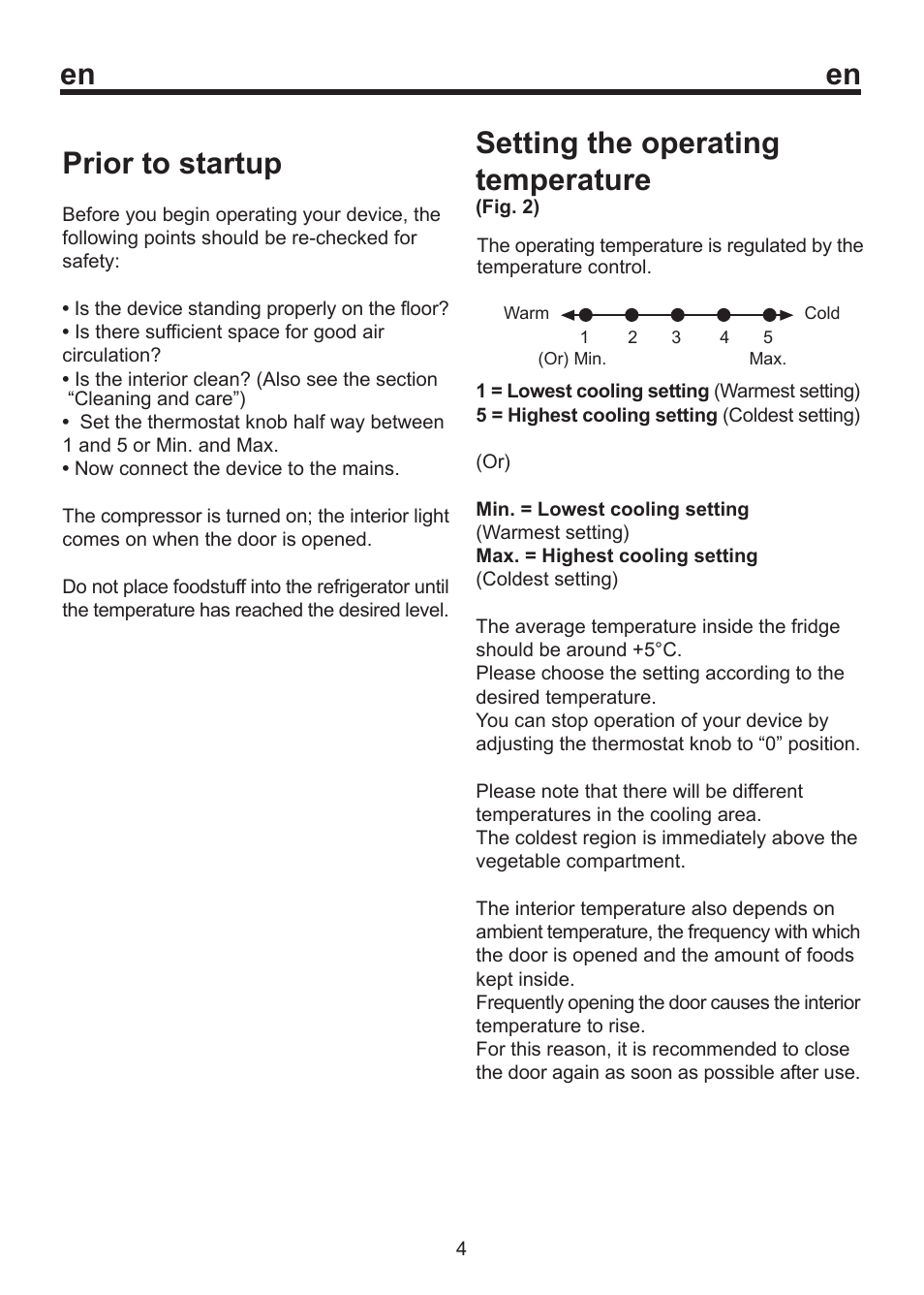 Setting the operating temperature, Prior to startup | Blomberg SSM 1350 User Manual | Page 20 / 100