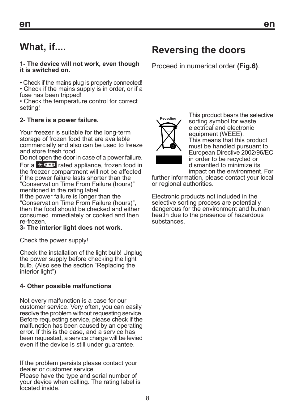 En what, if, Reversing the doors | Blomberg SSM 1350 User Manual | Page 24 / 100