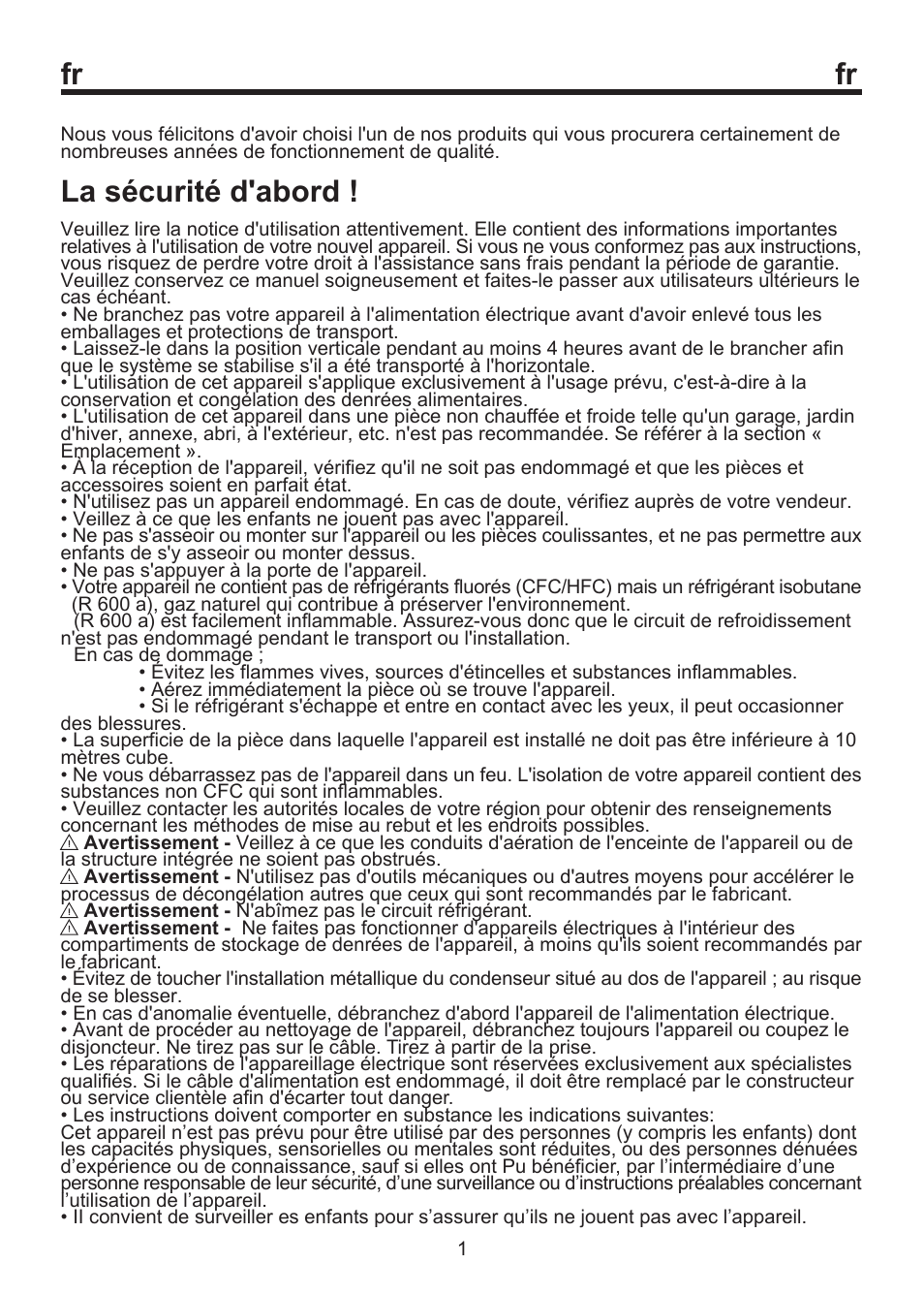 300 01-08 fr, La sécurité d'abord | Blomberg SSM 1350 User Manual | Page 26 / 100