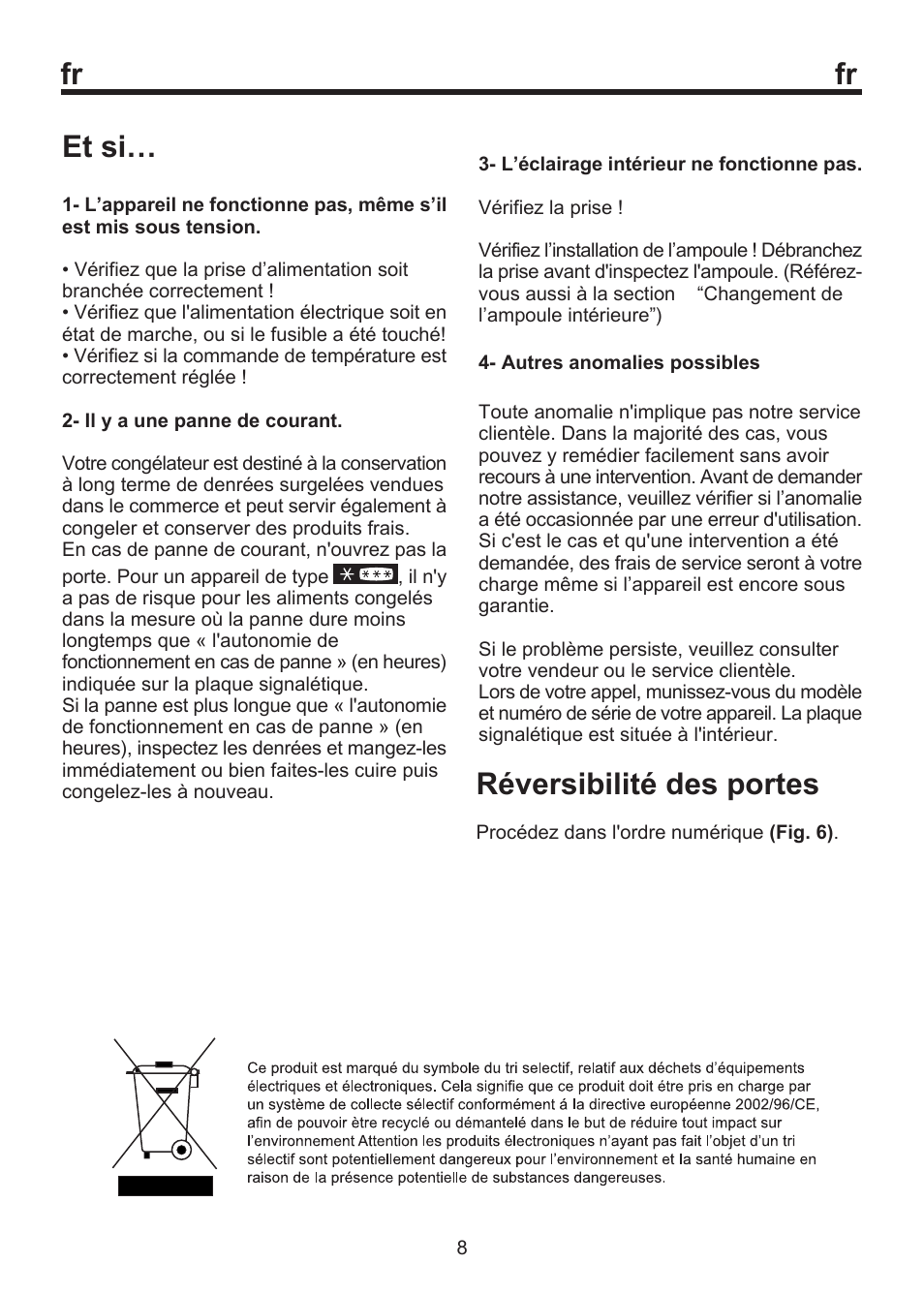 Et si, Réversibilité des portes | Blomberg SSM 1350 User Manual | Page 33 / 100