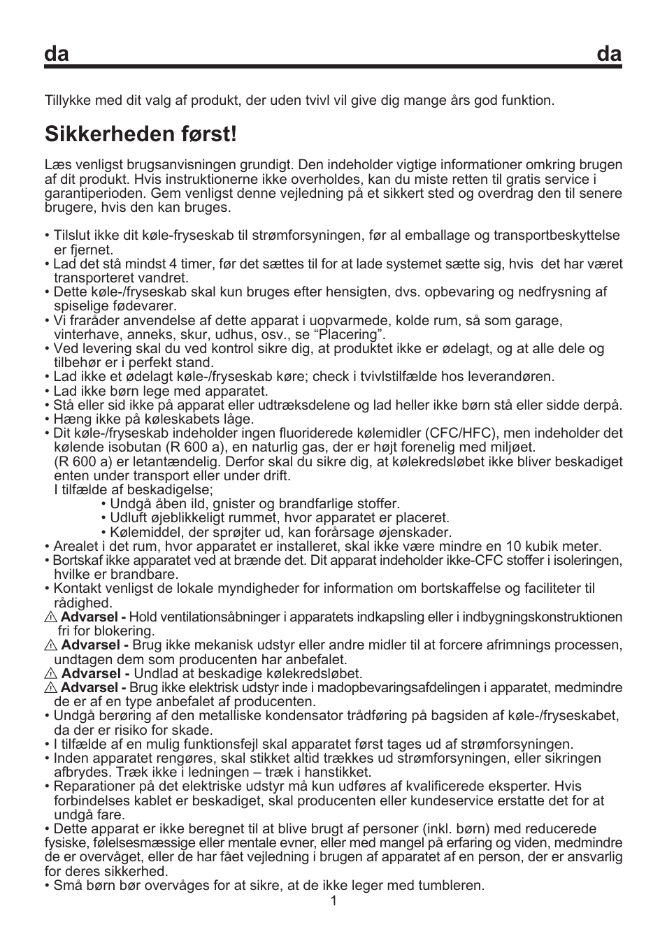 300 01-08 da, Sikkerheden først | Blomberg SSM 1350 User Manual | Page 35 / 100