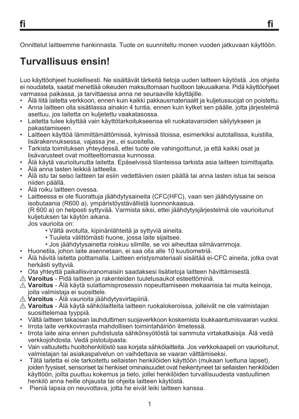 300 01-08 fi.fh11, Turvallisuus ensin | Blomberg SSM 1350 User Manual | Page 62 / 100