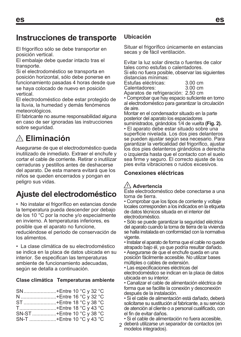 Es instrucciones de transporte, Eliminación, Ajuste del electrodoméstico | Blomberg SSM 1350 User Manual | Page 72 / 100
