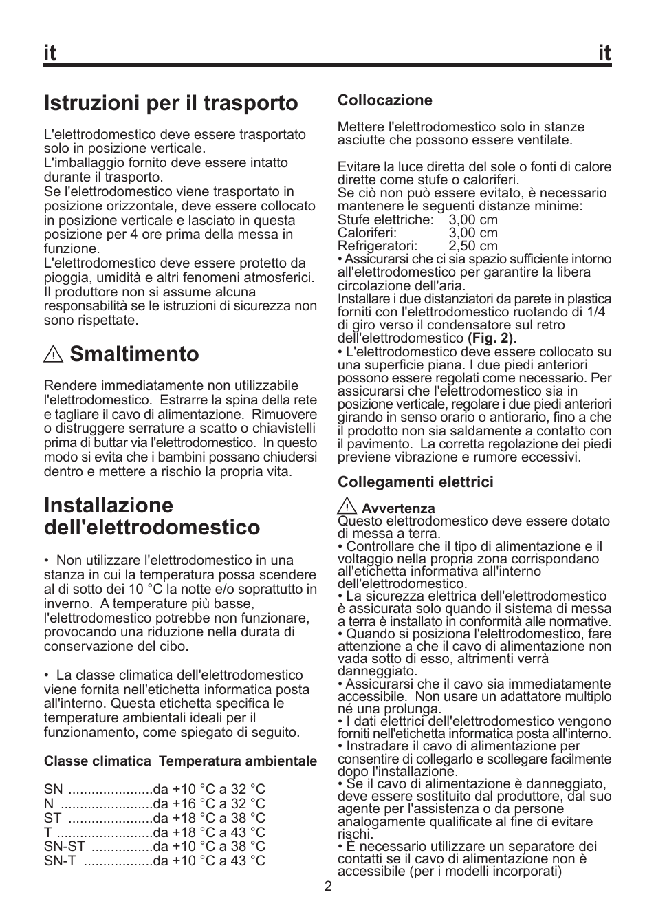 It istruzioni per il trasporto, Smaltimento, Installazione dell'elettrodomestico | Blomberg SSM 1350 User Manual | Page 81 / 100
