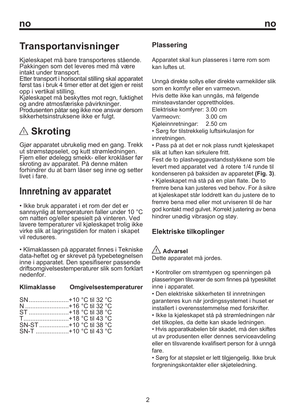 No transportanvisninger, Skroting, Innretning av apparatet | Blomberg SSM 1350 User Manual | Page 90 / 100