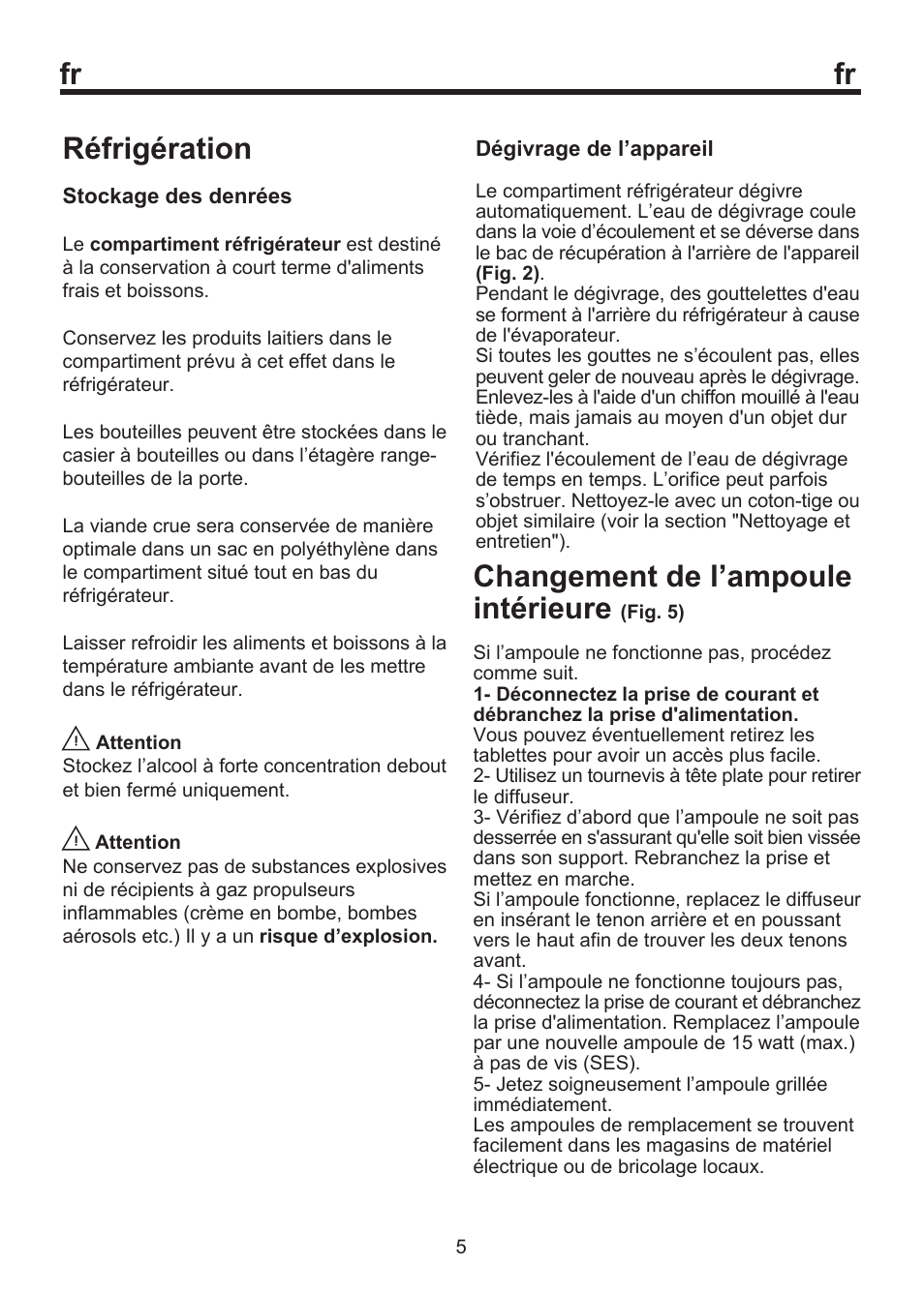 Fr réfrigération, Changement de l’ampoule intérieure | Blomberg SOM 9750 A+ User Manual | Page 29 / 97