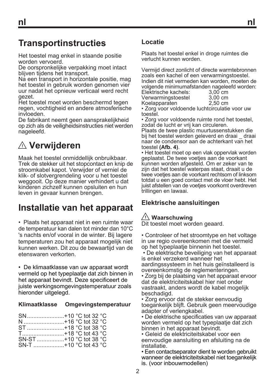 Nl transportinstructies, Verwijderen, Installatie van het apparaat | Blomberg SOM 9750 A+ User Manual | Page 35 / 97