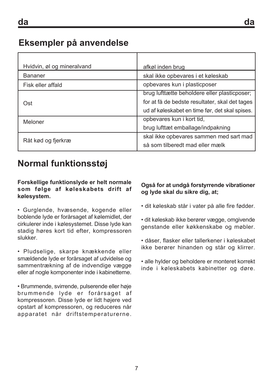 Da eksempler på anvendelse, Normal funktionsstøj | Blomberg SOM 9750 A+ User Manual | Page 49 / 97