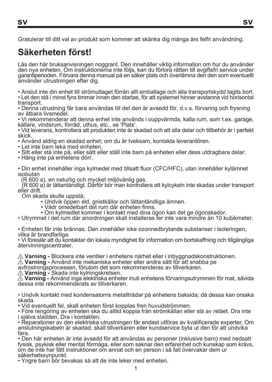 Säkerheten först | Blomberg SOM 9750 A+ User Manual | Page 52 / 97