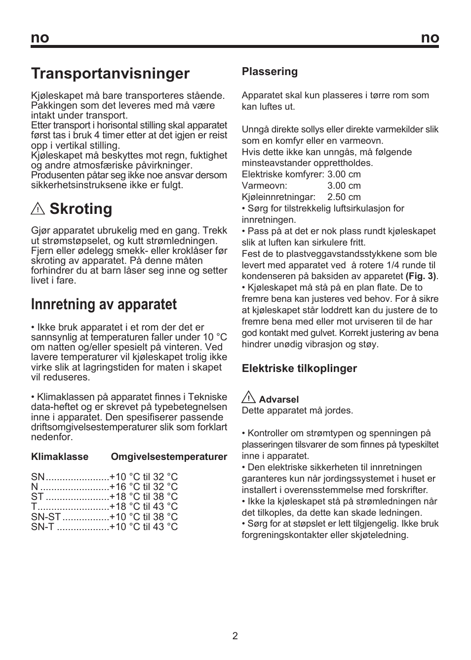 No transportanvisninger, Skroting, Innretning av apparatet | Blomberg SOM 9750 A+ User Manual | Page 62 / 97