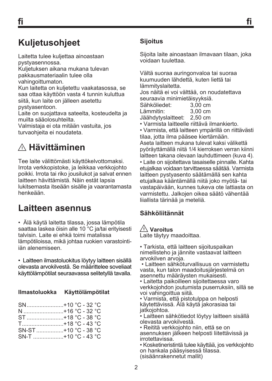 Fi kuljetusohjeet, Hävittäminen, Laitteen asennus | Blomberg SOM 9750 A+ User Manual | Page 71 / 97