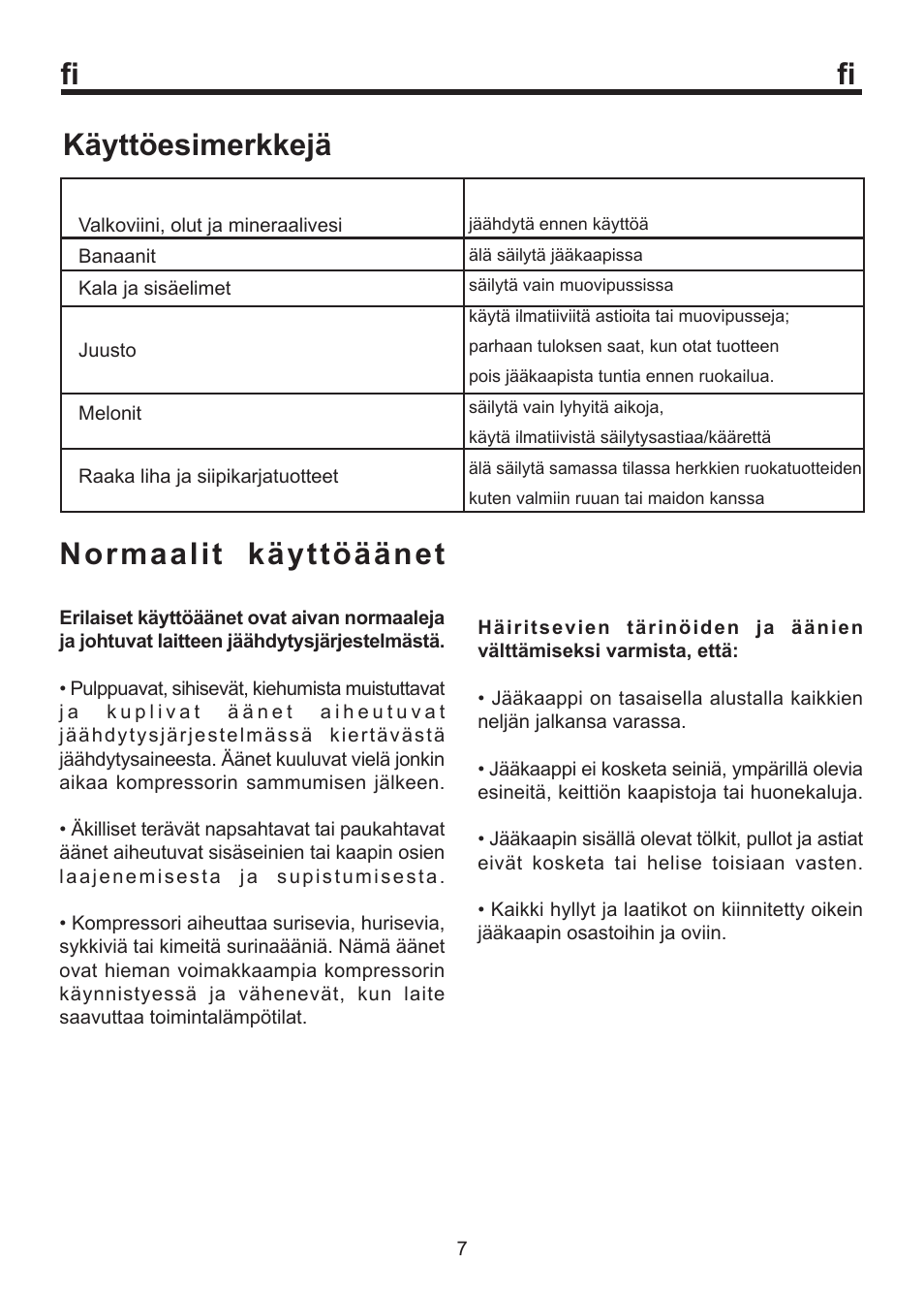 Fi käyttöesimerkkejä, Normaalit käyttöäänet | Blomberg SOM 9750 A+ User Manual | Page 76 / 97