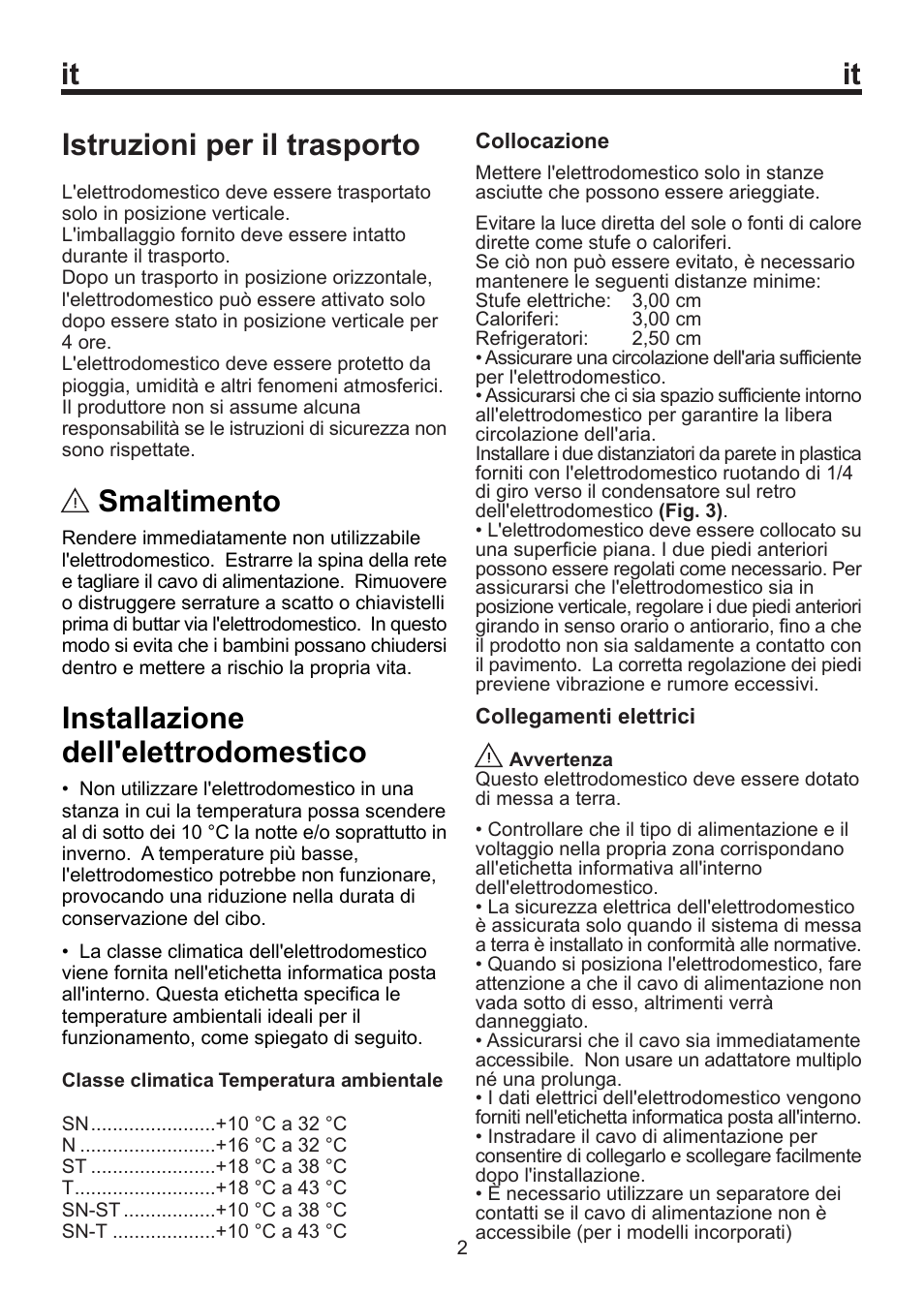 It istruzioni per il trasporto, Smaltimento, Installazione dell'elettrodomestico | Blomberg SOM 9750 A+ User Manual | Page 80 / 97