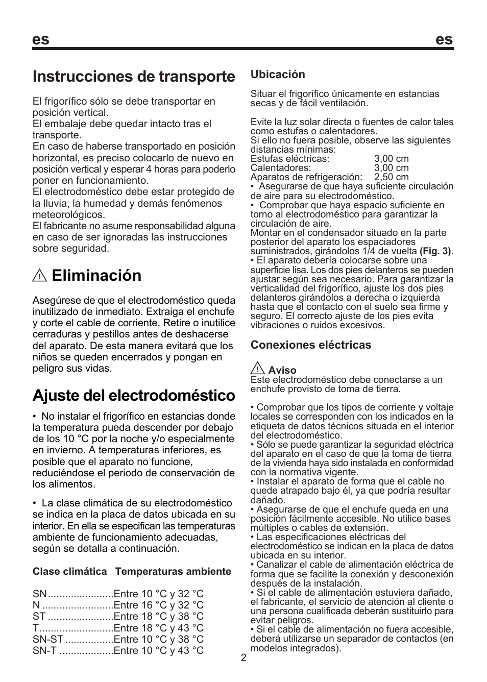 Es instrucciones de transporte, Eliminación, Ajuste del electrodoméstico | Blomberg SOM 9750 A+ User Manual | Page 89 / 97