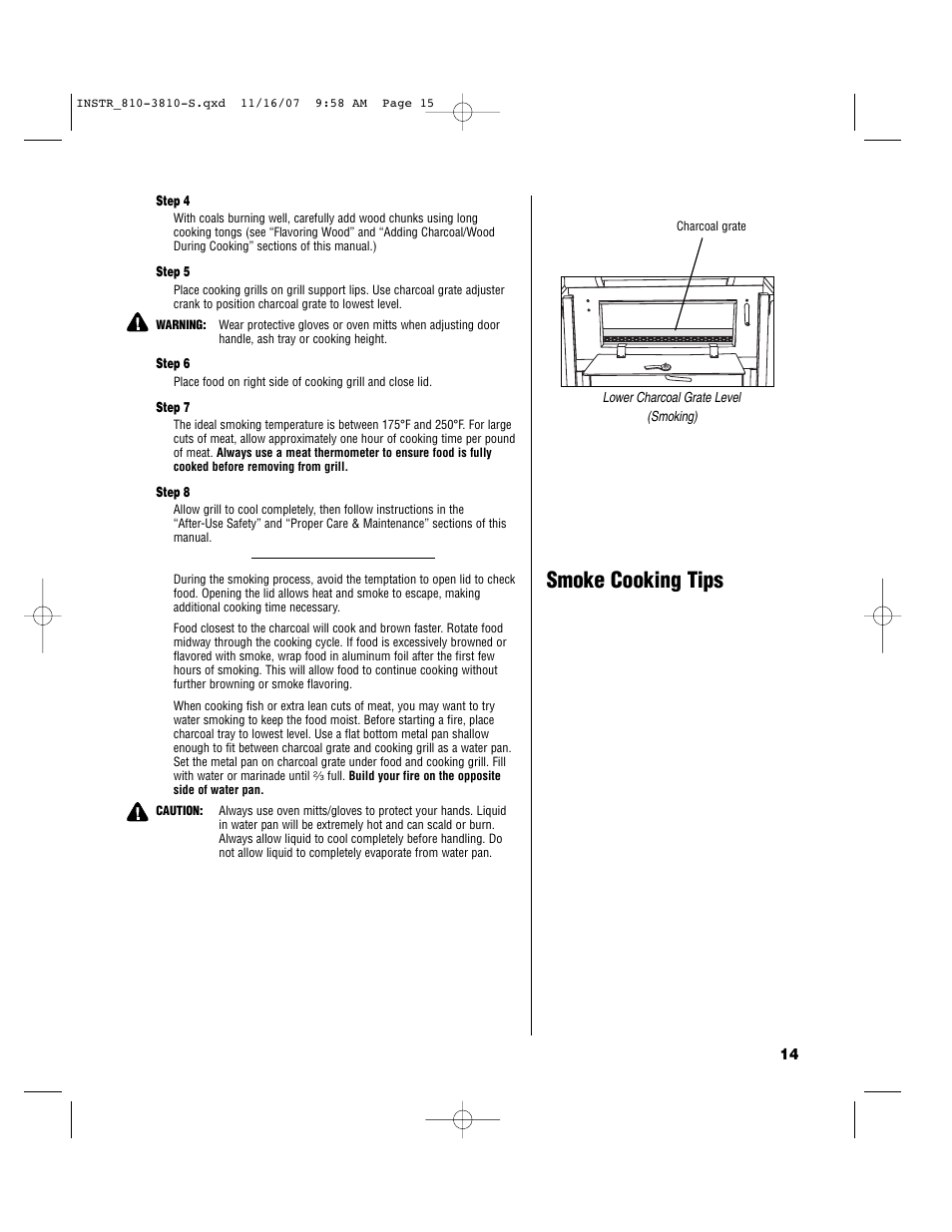 Smoke cooking tips | Brinkmann 810-3810-S User Manual | Page 15 / 40