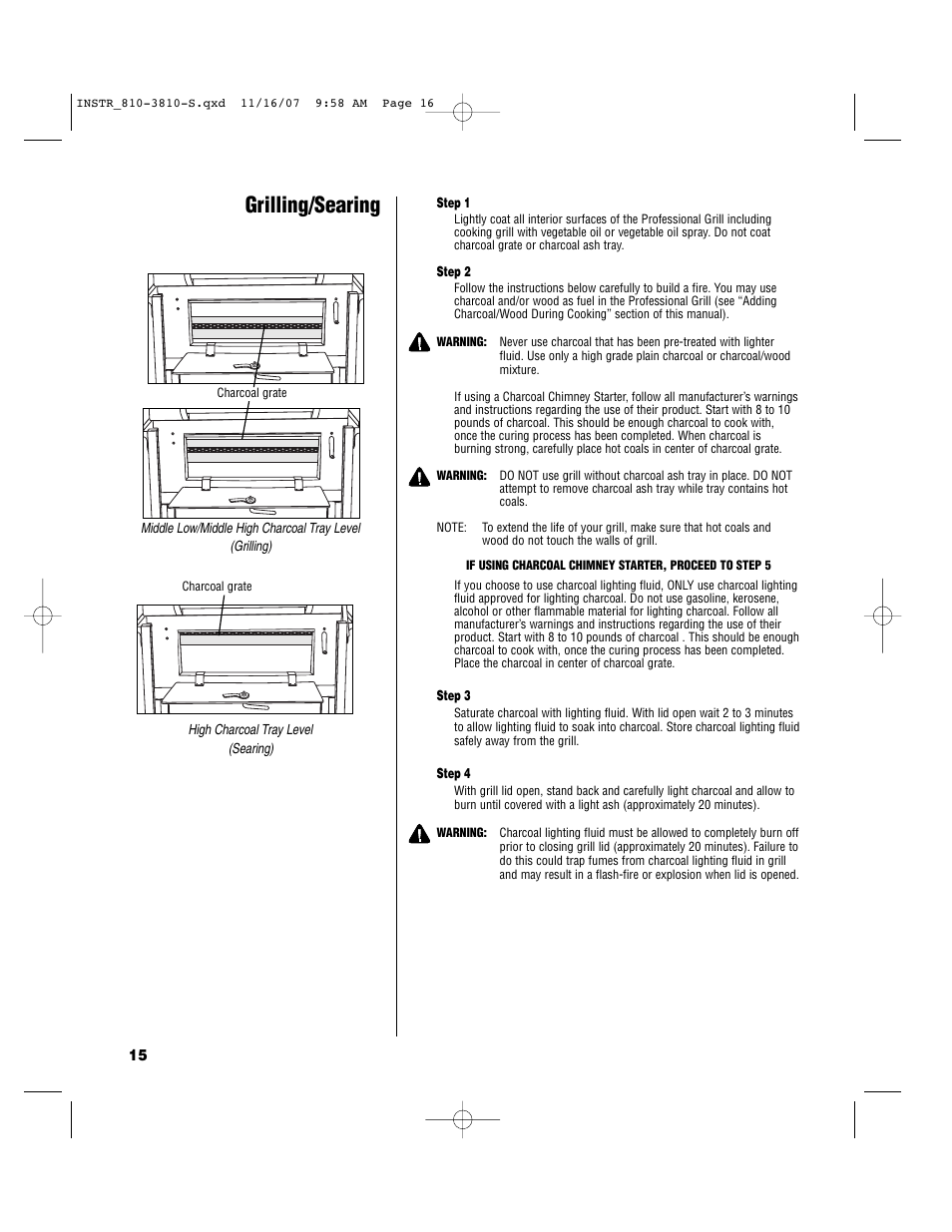 Grilling/searing | Brinkmann 810-3810-S User Manual | Page 16 / 40