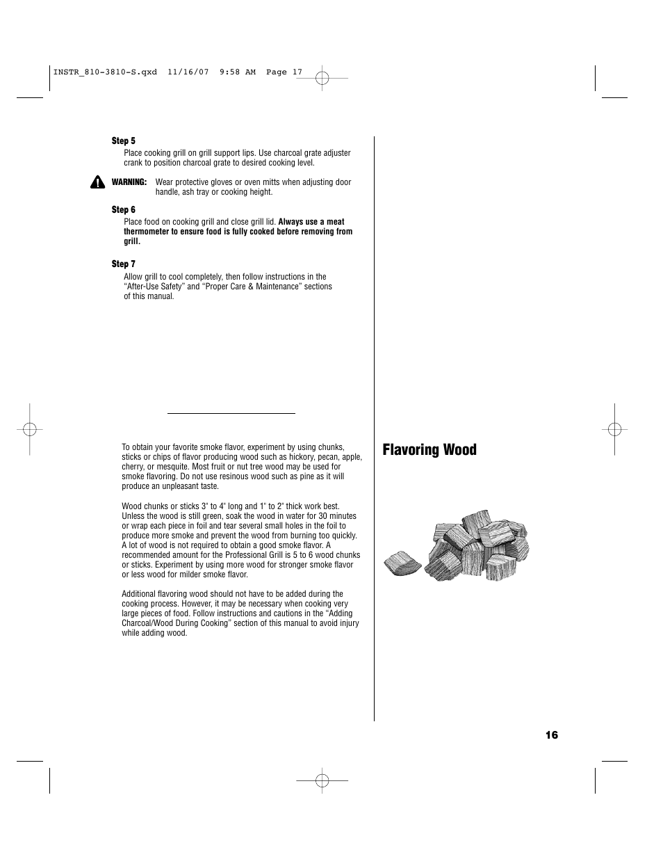 Flavoring wood | Brinkmann 810-3810-S User Manual | Page 17 / 40