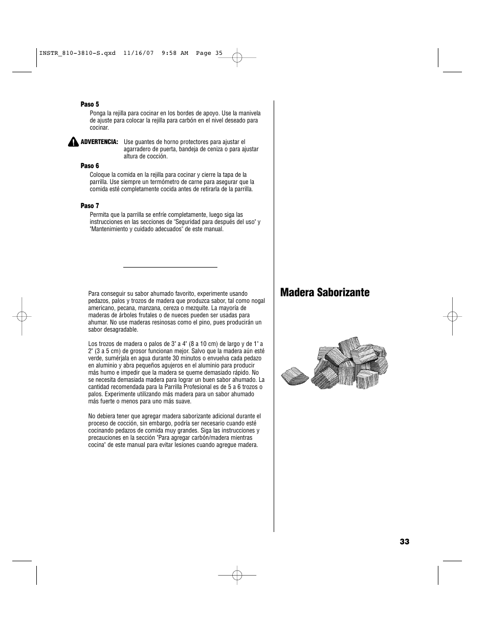 Madera saborizante | Brinkmann 810-3810-S User Manual | Page 35 / 40