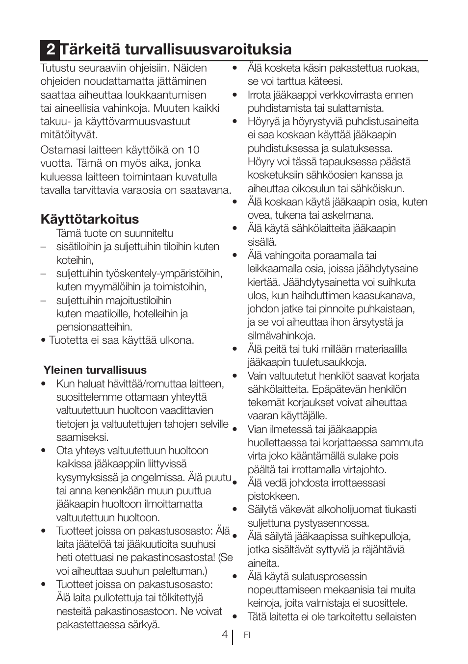 2tärkeitä turvallisuusvaroituksia, Käyttötarkoitus | Blomberg KNM 1551 iF A+ User Manual | Page 107 / 312